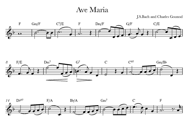 دانلود نت کیبورد (ارگ) Ave Maria از Gounod